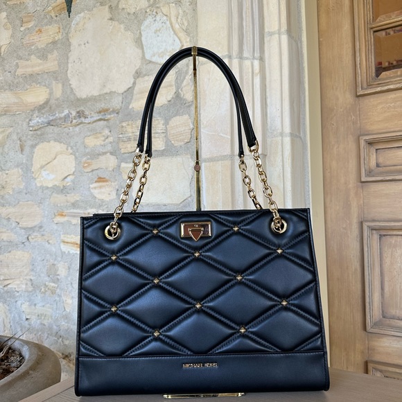 Michael Kors studded Serena leather quilted handbag purse NWT Authentic - Picture 1 of 12